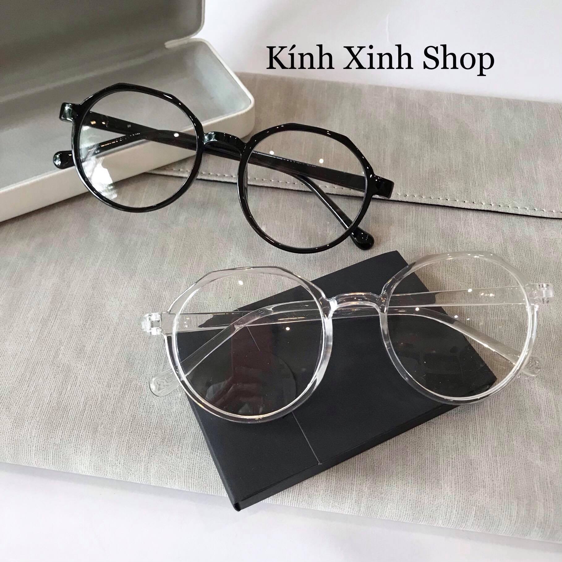 Kính Giả Cận, Gọng Kính Giả Cận Nam Nữ Mắt Tròn Gọng Nhựa Dẻo Không Độ Chống Tia Bức Xạ Uv, Chống Ánh Sáng Xanh