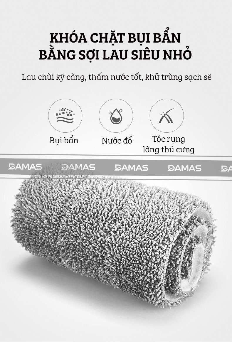 Cây Lau Nhà Thông Minh Hợp Kim Cao Cấp, Chổi Lau Nhà 360 Độ Lau Sạch Vắt Khô DAMAS CT2 - Bản Lau To Giúp Lau Sạch Nhanh Chóng, Khớp Xoay 180 Độ Linh Hoạt - Tự Động Gấp Gọn Tiện Lợi, Tích Hợp Thanh Lược Chải Làm Sạch Bông Lau Dễ Dàng Mà Không Cần Động Tay