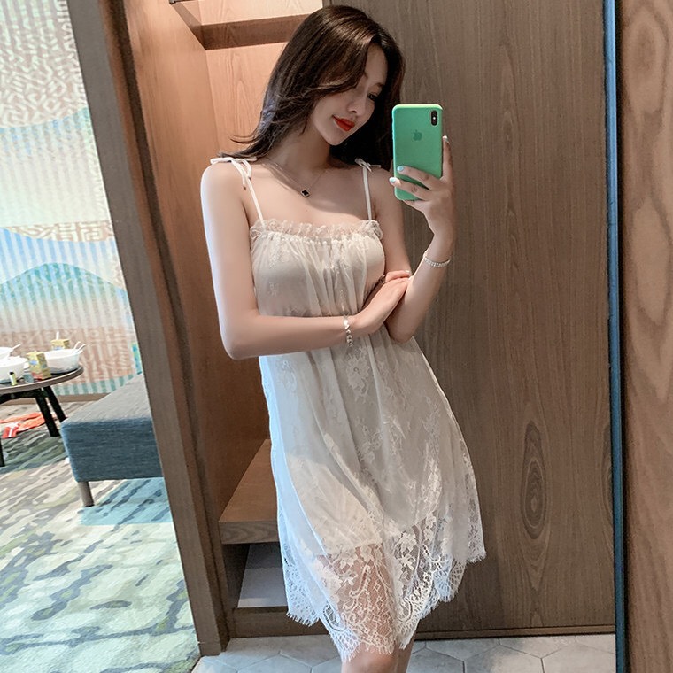 Đầm ngủ hai dây dáng suông Q47 - Váy ngủ dể thương dáng suông- Đồ ngủ mặc nhà sexy