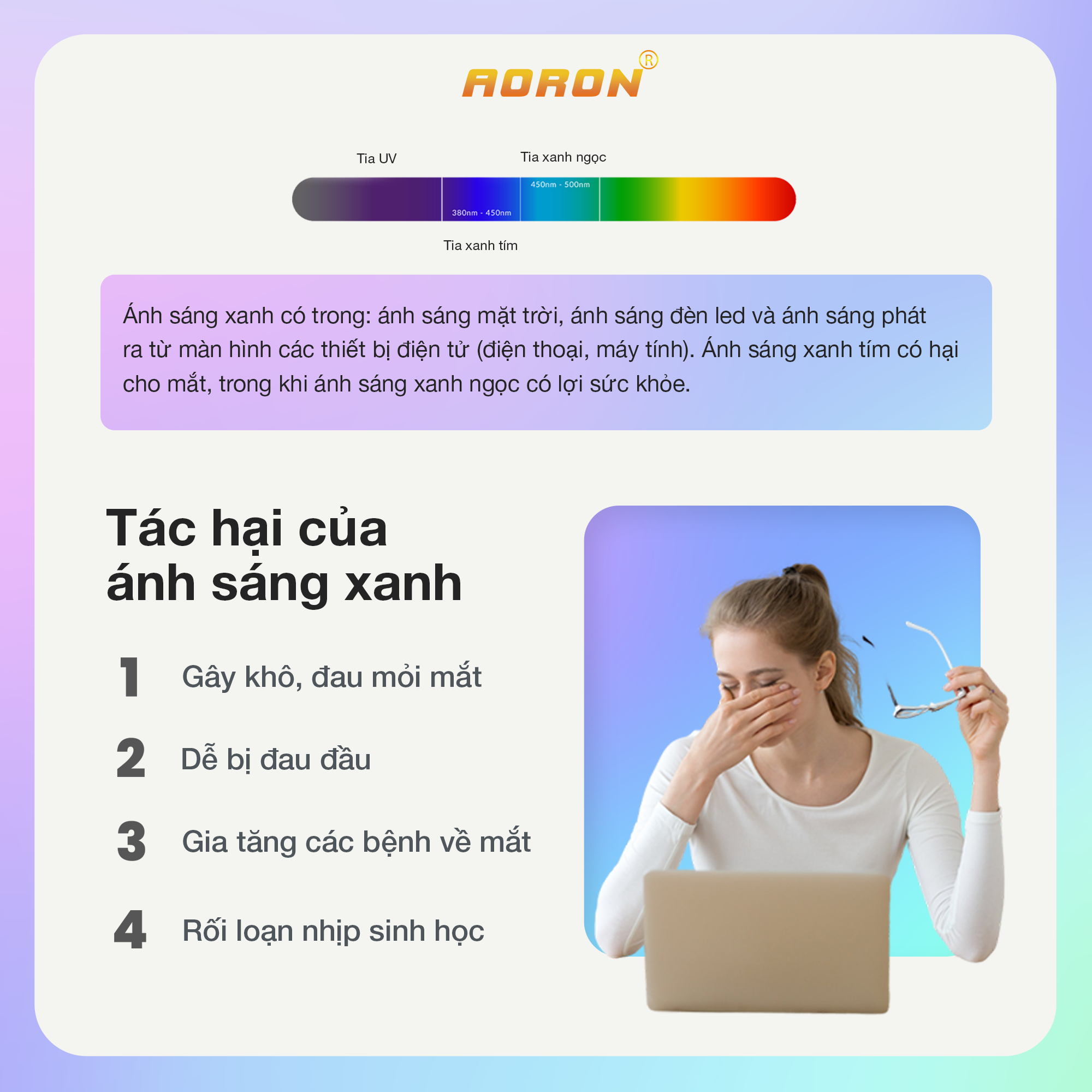 kính trẻ em aoron, kính chống ánh sáng xanh bảo vệ mắt cho bé có đuôi gài 6