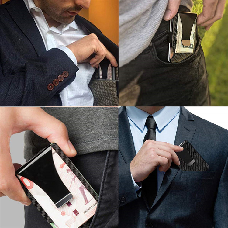 RFID Blocking Bank Credit Card Holder Case Metal Slim Travel Wallet Money Clip