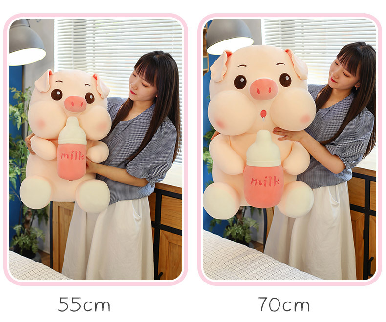 Gấu bông heo ôm bình sữa Thành Phát Đạt size 45cm - Hàng chính hãng Hafuto - Đồ chơi thú nhồi bông cao cấp cho bé, vải nhung mềm mịn, bông gòn tinh khiết, đàn hồi cao, bền đẹp dễ sử dụng và an toàn cho trẻ nhỏ 7