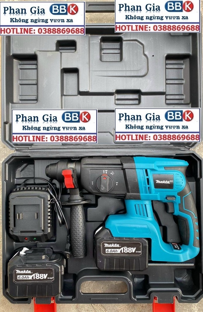 Máy khoan Bê tông MKT 15 CELL, máy không chổi than 100% dây đồng, 2 PIN - BẢO HÀNH 1 NĂM full bộ