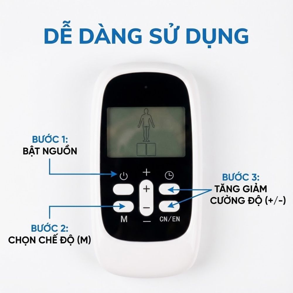 Máy Massage Xung Điện 4 Miếng Dán, 15 Mức Cường Độ, 8 Chế Độ, Giảm Đau Nhức, Tăng Cường Tuần Hoàn Máu Kachi MK46 - Hàng chính hãng