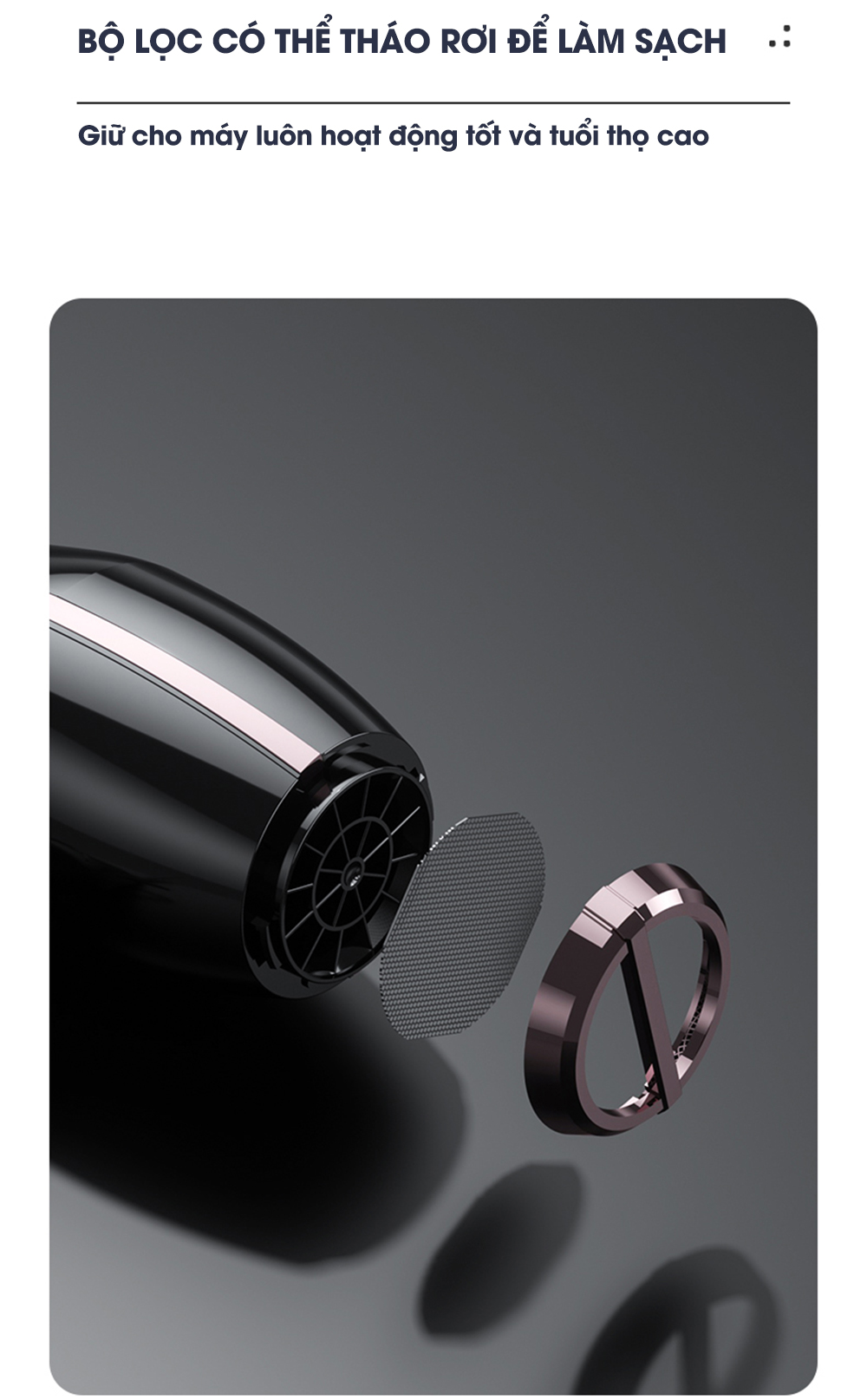 Máy sấy tóc CWELL công suất lớn 1800W-2500W C03HD, 6 chế độ tùy chỉnh nóng/lạnh, thiết kế chuẩn Salon