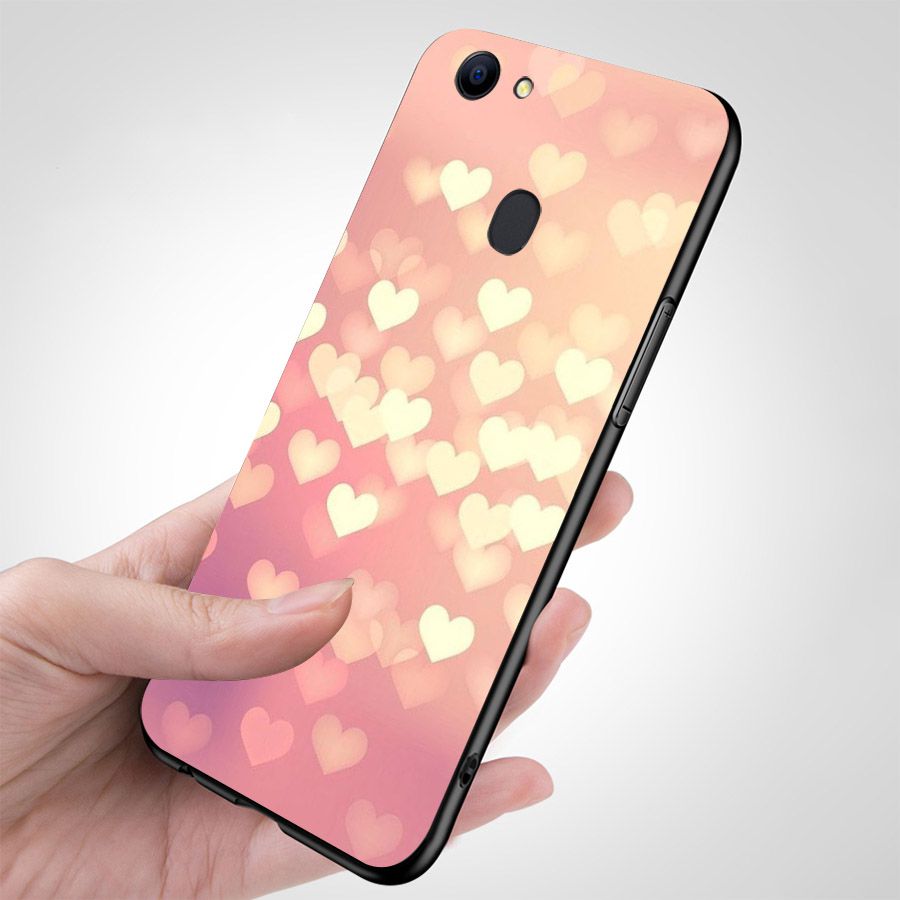 Ốp điện thoại kính cường lực cho máy Oppo F5 - trái tim tình yêu MS LOVE023
