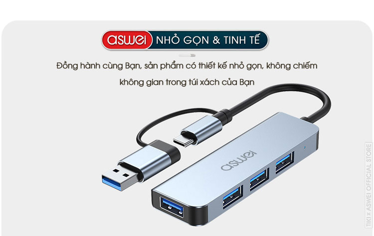 cổng chuyển đổi, hub chuyển đổi usb type c aswei