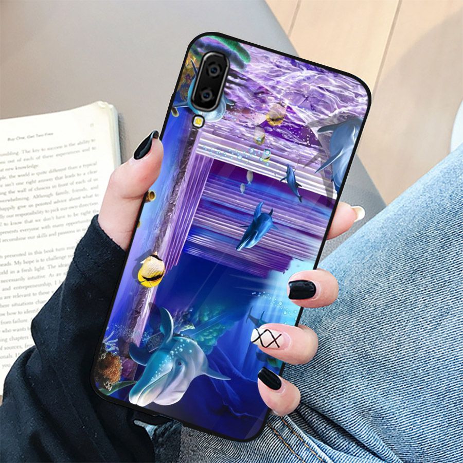 Ốp điện thoại kính cường lực cho máy Samsung Galaxy A7 2018/A750 - bộ sưu tập cá MS BSTCA009