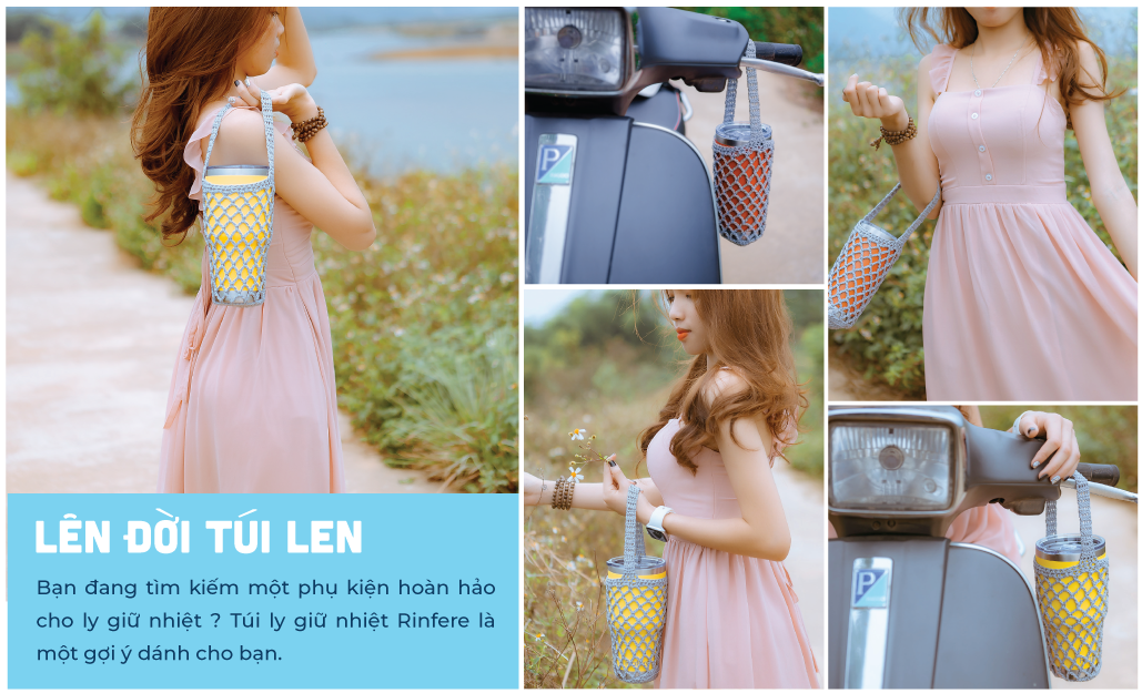 Ly Giữ Nhiệt Nắp Trượt Chống Tràn Rinfere - Tặng Kèm Ống Hút Không Gỉ, Dụng Cụ Vệ Sinh Ông Hút (590ml)