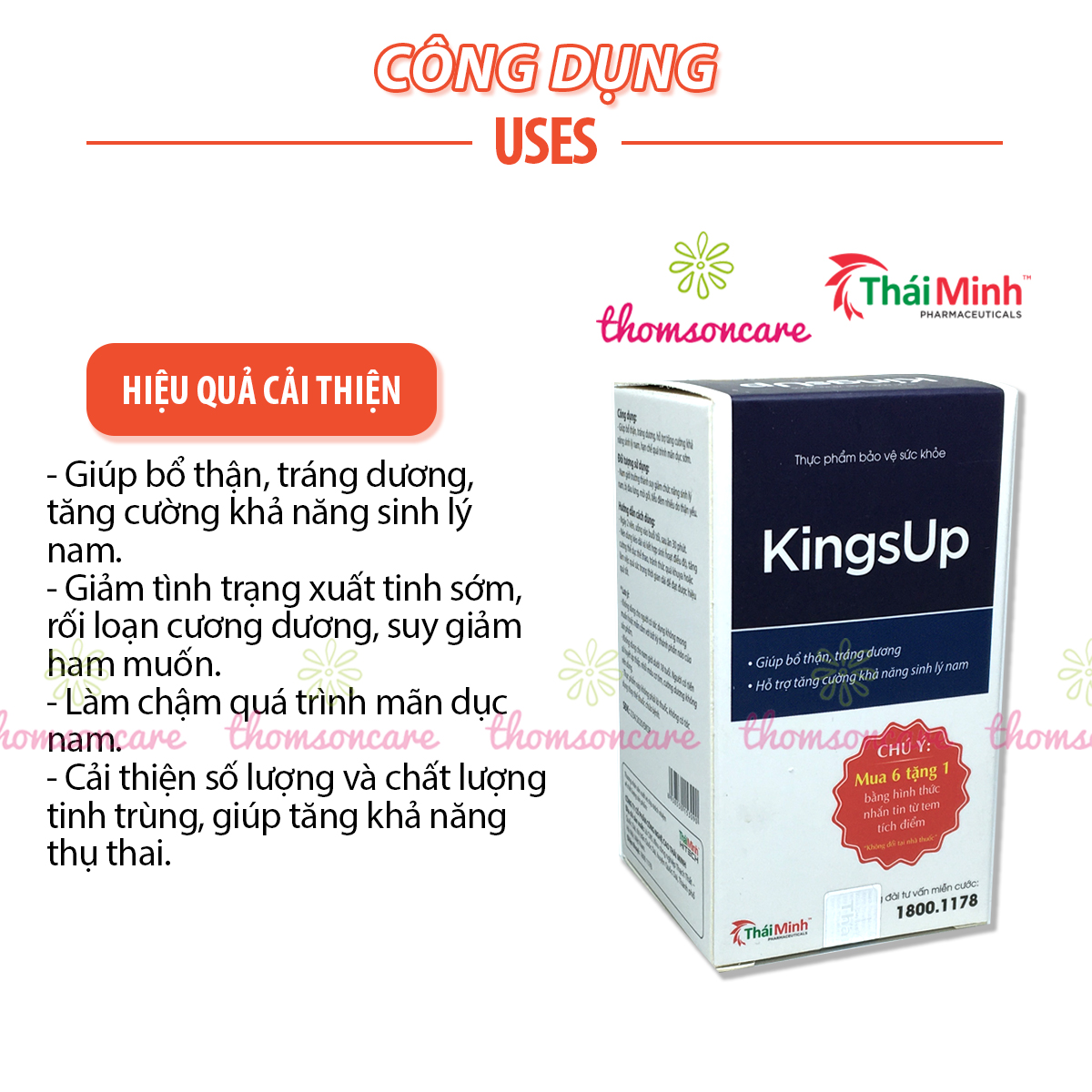 kingsup - hỗ trợ tăng cường sinh lý nam, bổ thận tráng dương từ đông trùng hạ thảo - mua 6 tặng 1 bằng tem tích điểm 2