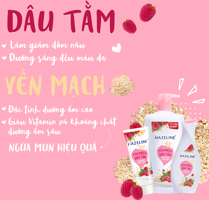 Sữa Tắm Dưỡng Sáng Da Hazeline Yến Mạch & Dâu Tằm (900g)