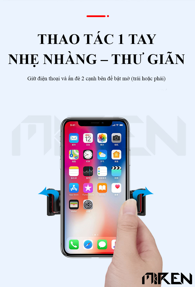 Giá Đỡ Điện Thoại Ô Tô Xe Hơi Gắn Trên Cánh Quạt Điều Hòa - Khóa Thông Minh - Xoay 360 Độ - Tiện Lợi - Hàng Chính Hãng 