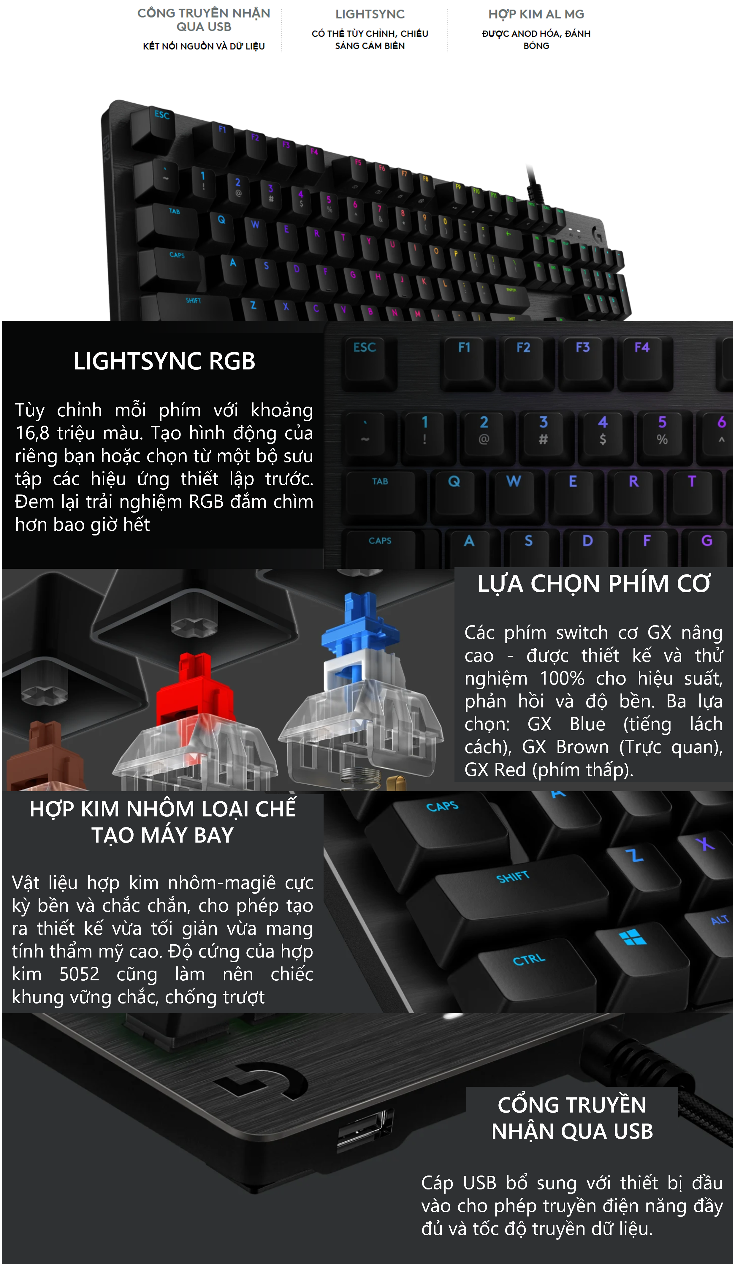 Bàn phím game cơ học Logitech G512 - Hàng chính hãng