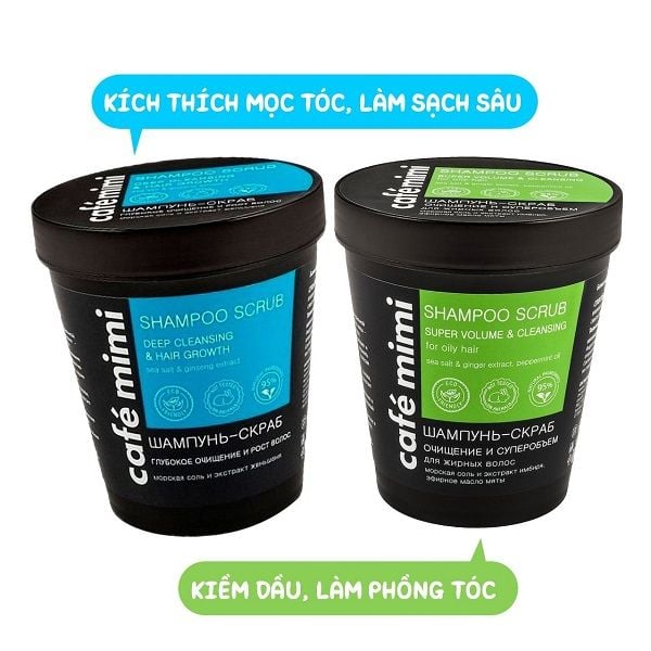 Dầu Gội Tẩy Tế Bào Chết Da Đầu Cafe Mimi Shampoo Scrub 330g Làm Sạch Sâu, Làm Phồng Chân Tóc, Hỗ Trợ Mọc Tóc
