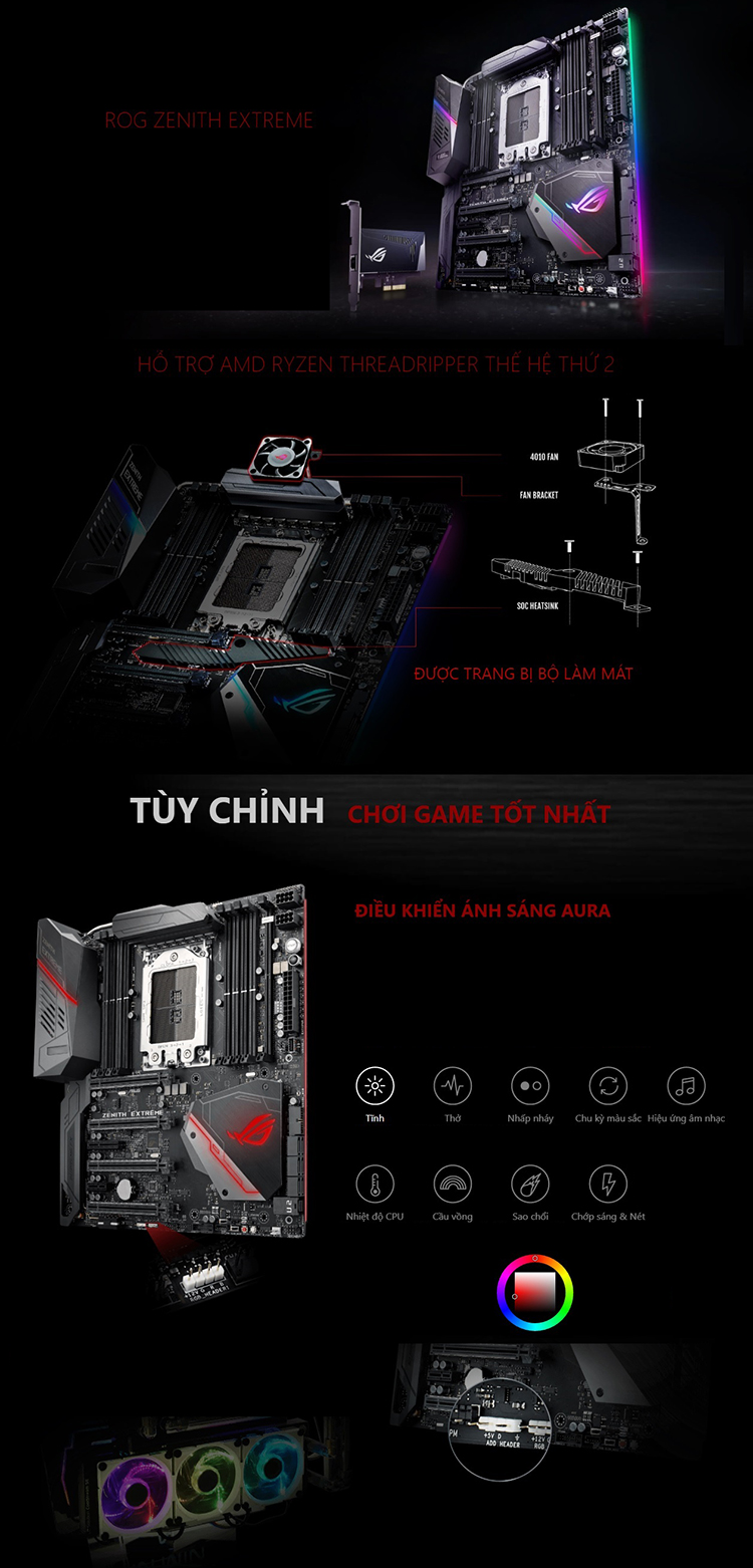 Bo Mạch Chủ Mainboard Gaming ASUS ROG ZENITH EXTREME AMD X399 EATX - Hàng Chính Hãng