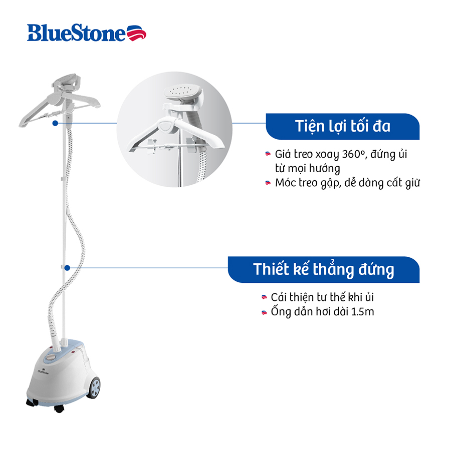 Bàn Ủi Hơi Nước Đứng Bluestone GSB-3911 (1800W) - Hàng Chính Hãng