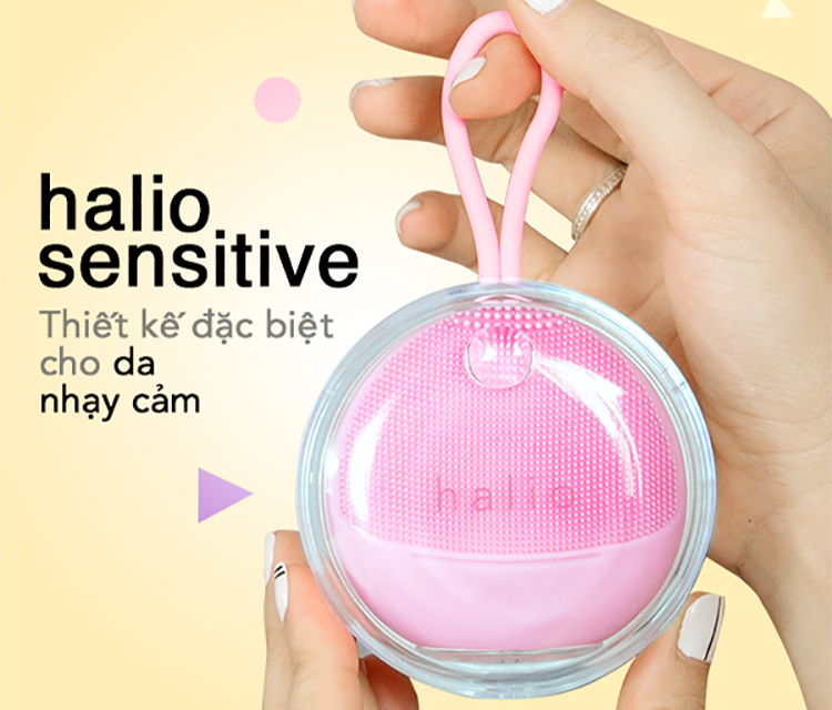 Combo Máy Rửa Mặt Và Mát Xa Da Mặt Cho Da Nhạy Cảm Halio Sensitive + 2 Mặt Nạ Lixibox Green Tea và Acai Berry