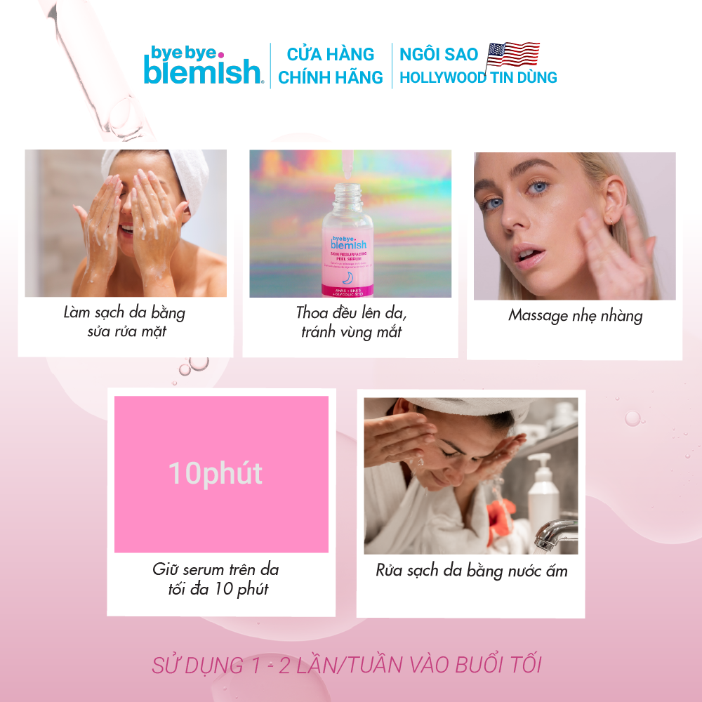 Tinh chất peel da AHA BHA giúp tái tạo mờ thâm Bye Bye Blemish