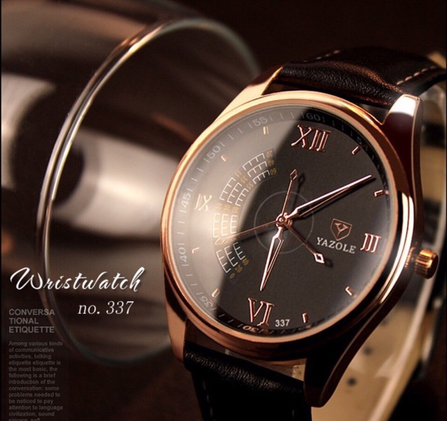 Đồng Hồ Nam Dây Da Yazole 337 (40mm) - Đen