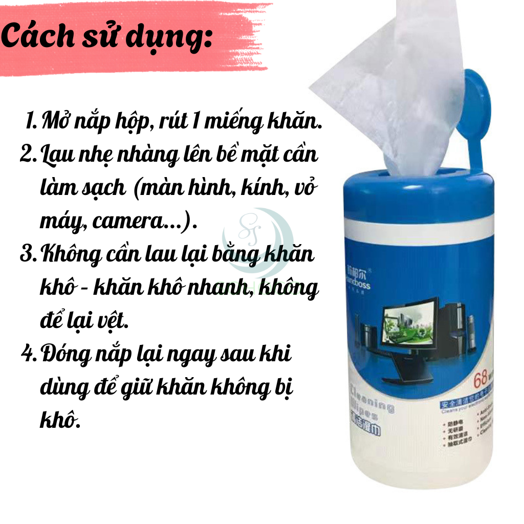 Hộp Khăn Lau Màn Hình 68 Miếng Tiện Lợi- Khăn Ướt Chuyên Dụng Lau Màn Hình – 68 Miếng- Hộp Khăn Lau Điện Tử Đa Năng 68 Miếng- Hộp Khăn Lau Màn Hình Không Xơ – 68 Miếng- Hộp Khăn Ướt Vệ Sinh Thiết Bị Công Nghệ – 68 Miếng,… Hàng nhập khẩu