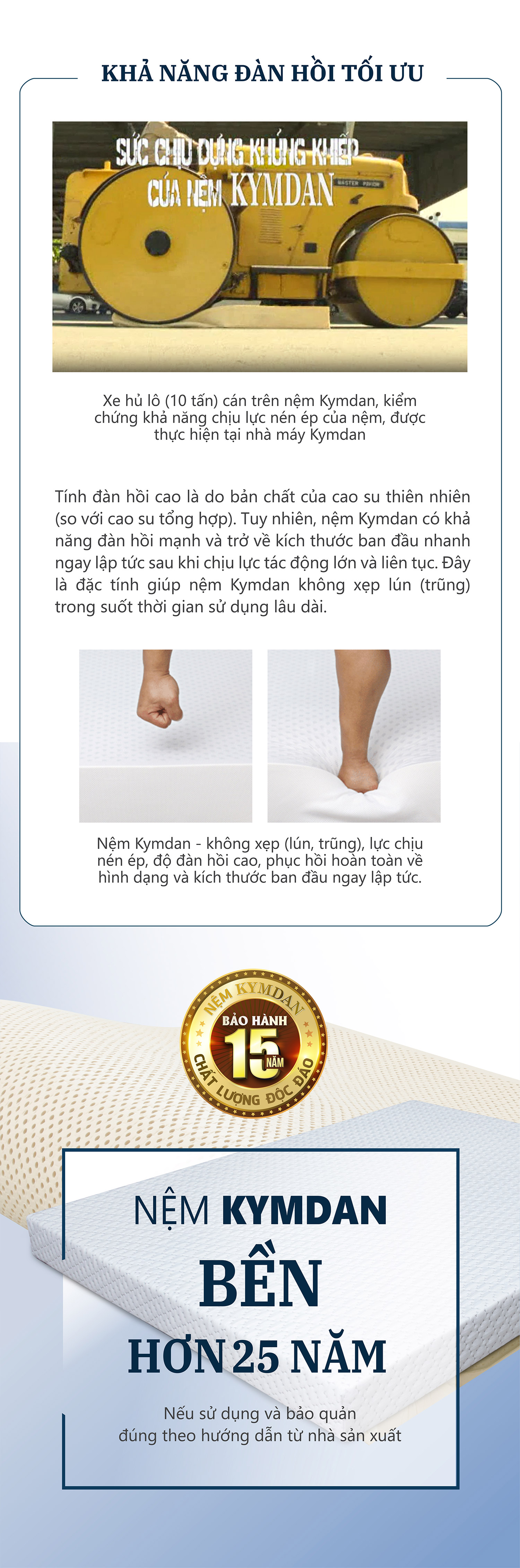 Nệm cao su thiên nhiên Kymdan Deluxe 160 x 200 x 7,5cm SFM