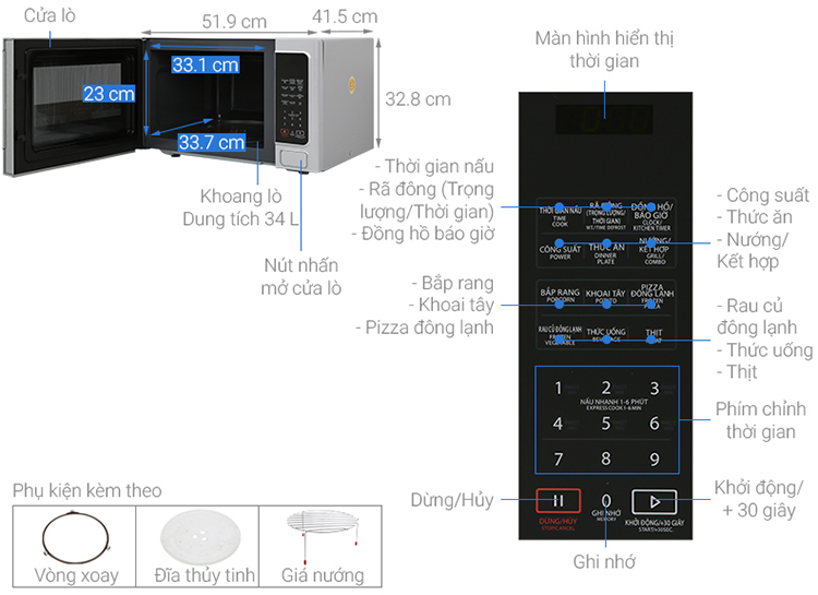 Lò Vi Sóng Toshiba ER-SGS34(S1)VN 34 Lít - Hàng Chính Hãng