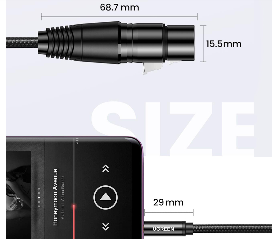 Cáp âm thanh 1M Màu đen 3.5 sang Xlr Ugreen A182T20763AV - Hàng chính hãng