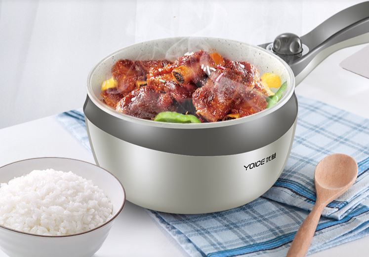 Yoyi (Yoice) 304 stainless steel electric skillet electric hot pot electric steamer multi-function electric cooker student dormitory cooking pot electric cup 1.5L mini electric cooker Y-DZG13 with steamer