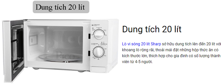 Lò Vi Sóng Sharp R-201VN-W (20L) - Hàng Chính Hãng