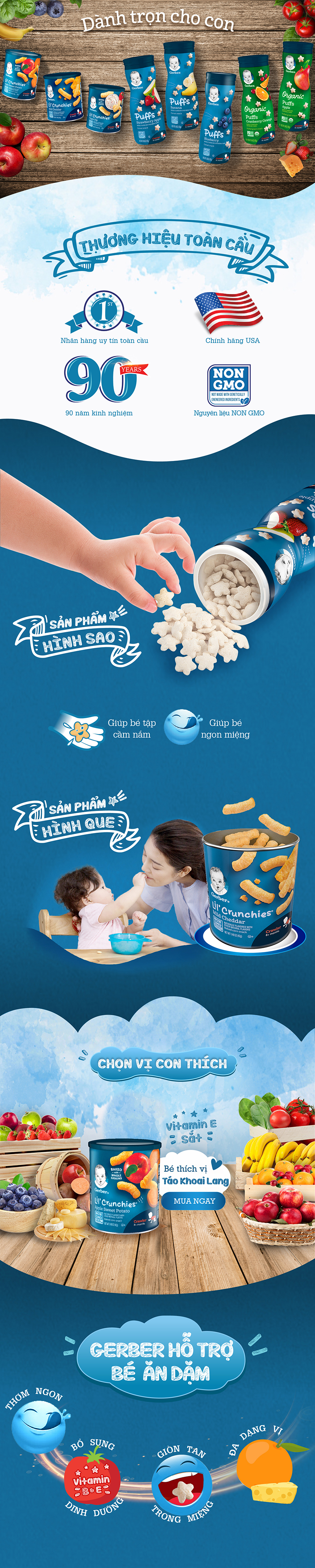 Bánh Gerber Crunchies Vị Khoai Lang Táo