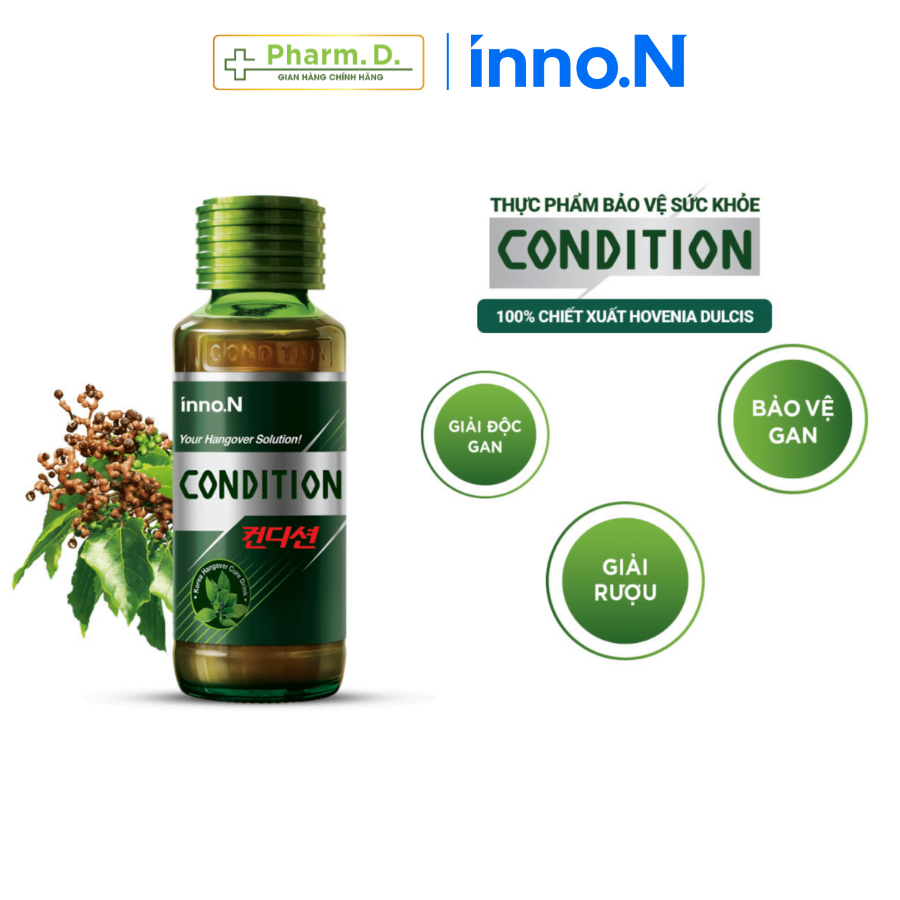 Nước Giải Rượu CONDITION inno.N Hỗ Trợ Giải Rượu Bia Hiệu Quả, Giúp Giải Độc Và Bảo Vệ Gan (75ml x 1 chai, 10 chai)