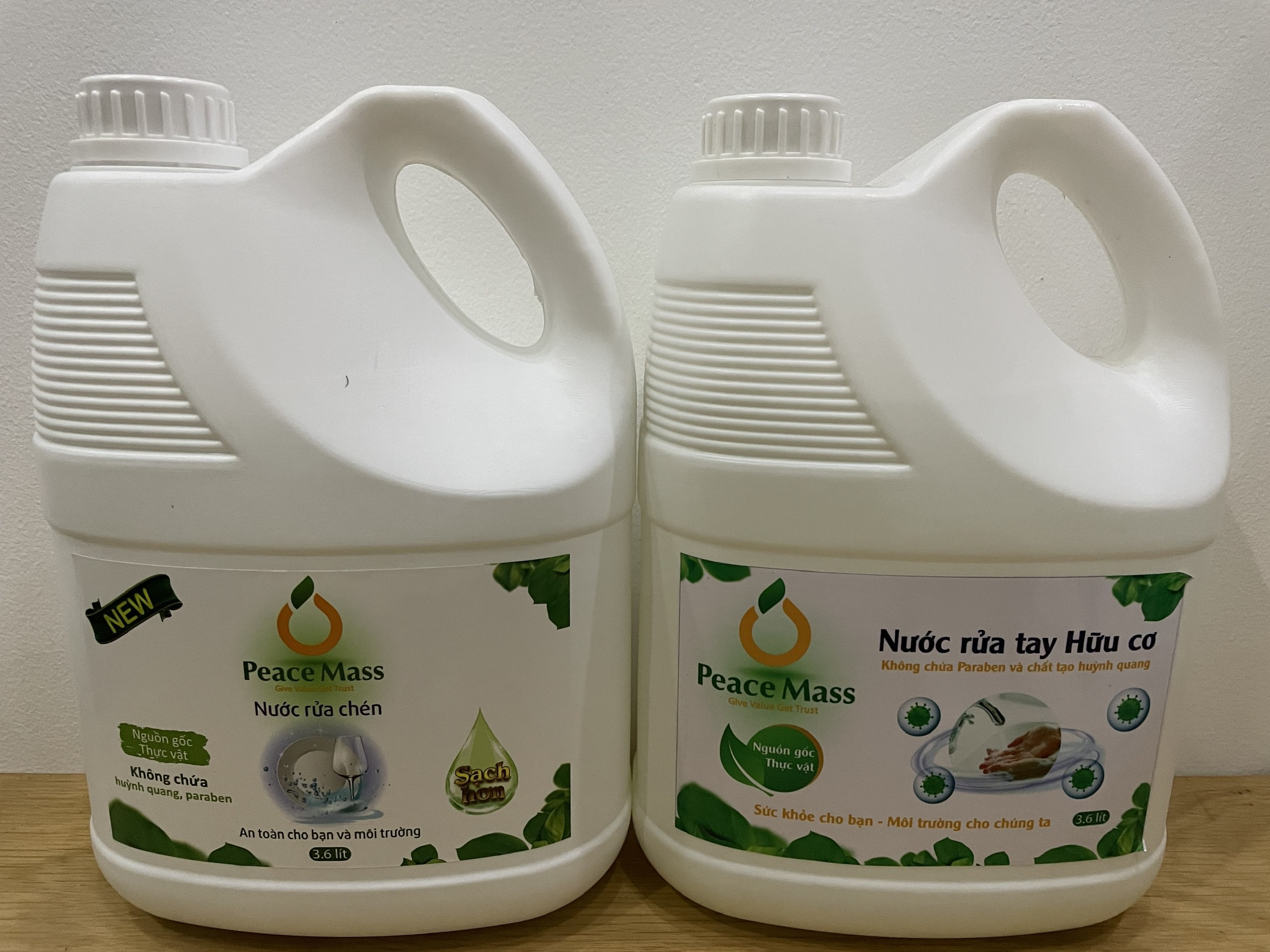 Combo Sản Phẩm Gốc Thực vật NRTB1 Peace Mass - Nước Rửa Tay 3.6 lít + Nước Rửa Chén 3.6 lít (Thuộc nhóm Sản phẩm Lành tính / Sinh học)