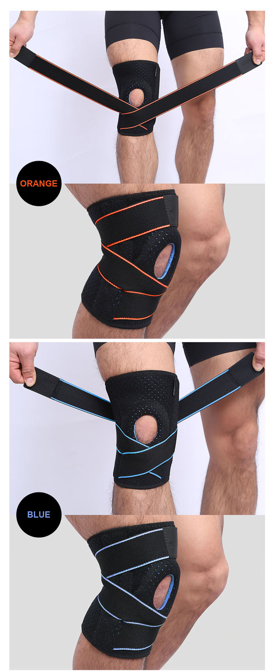 Bộ 2 đai bảo vệ đầu gối có lò xo trợ lực hỗ trợ khớp gối Sport Knee Pad AOLIKES YE-7908