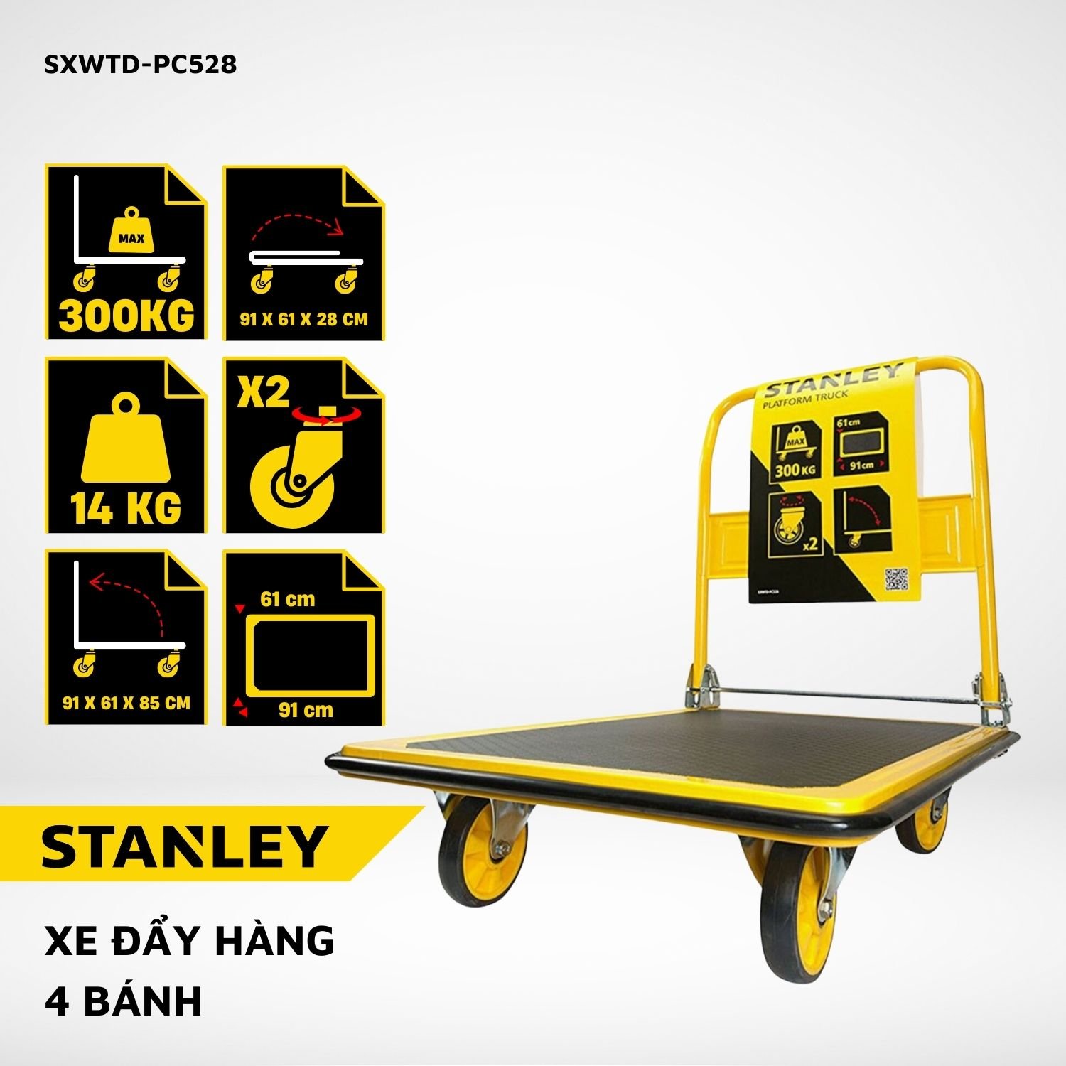 xe đẩy hàng 4 bánh Stanley PC528