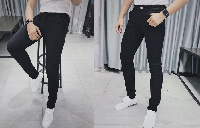 Quần Jean Nam Đen Rách Gối - Ôm Body Cực Hot