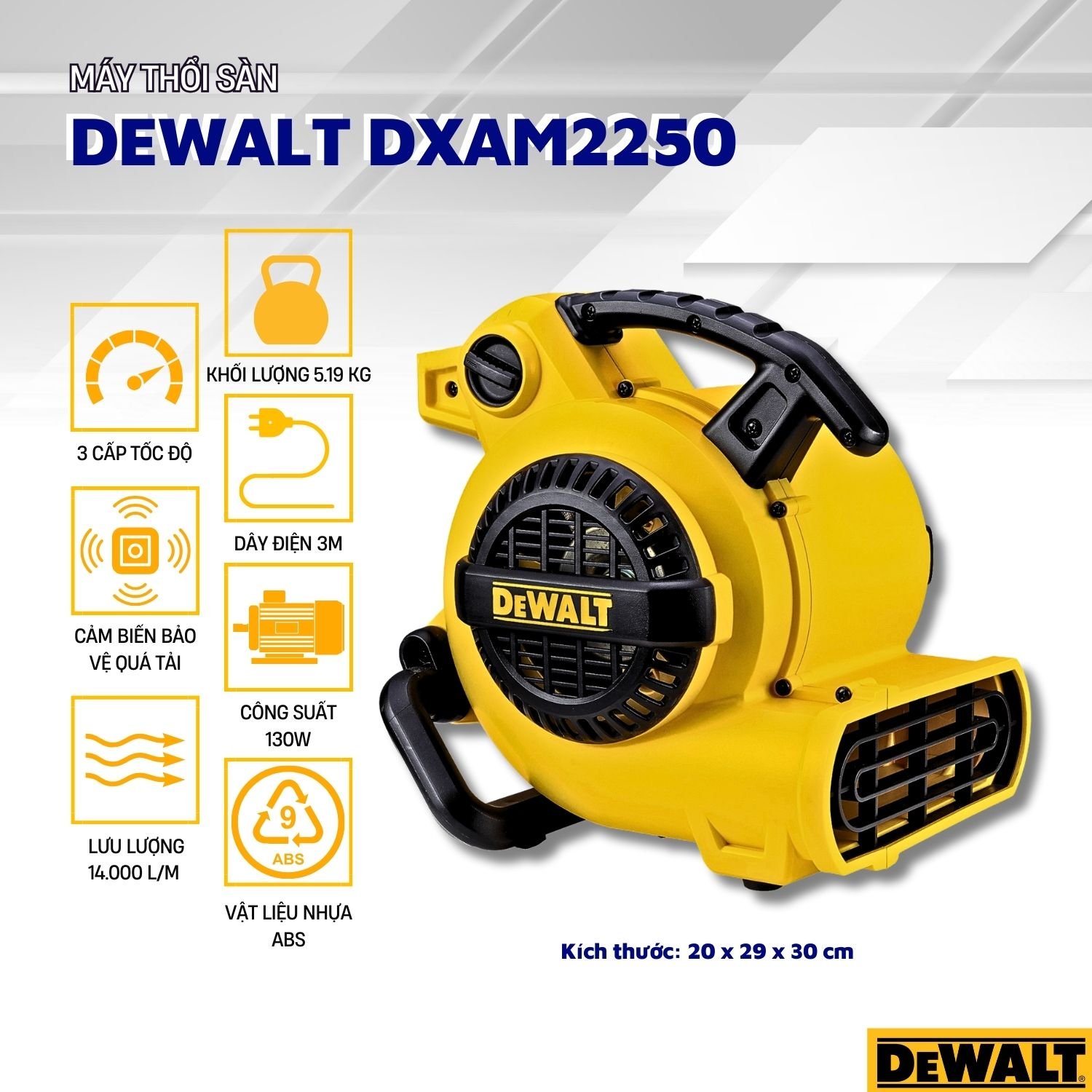 Máy thổi khô thảm, sàn Dewalt DXAM2250 130W