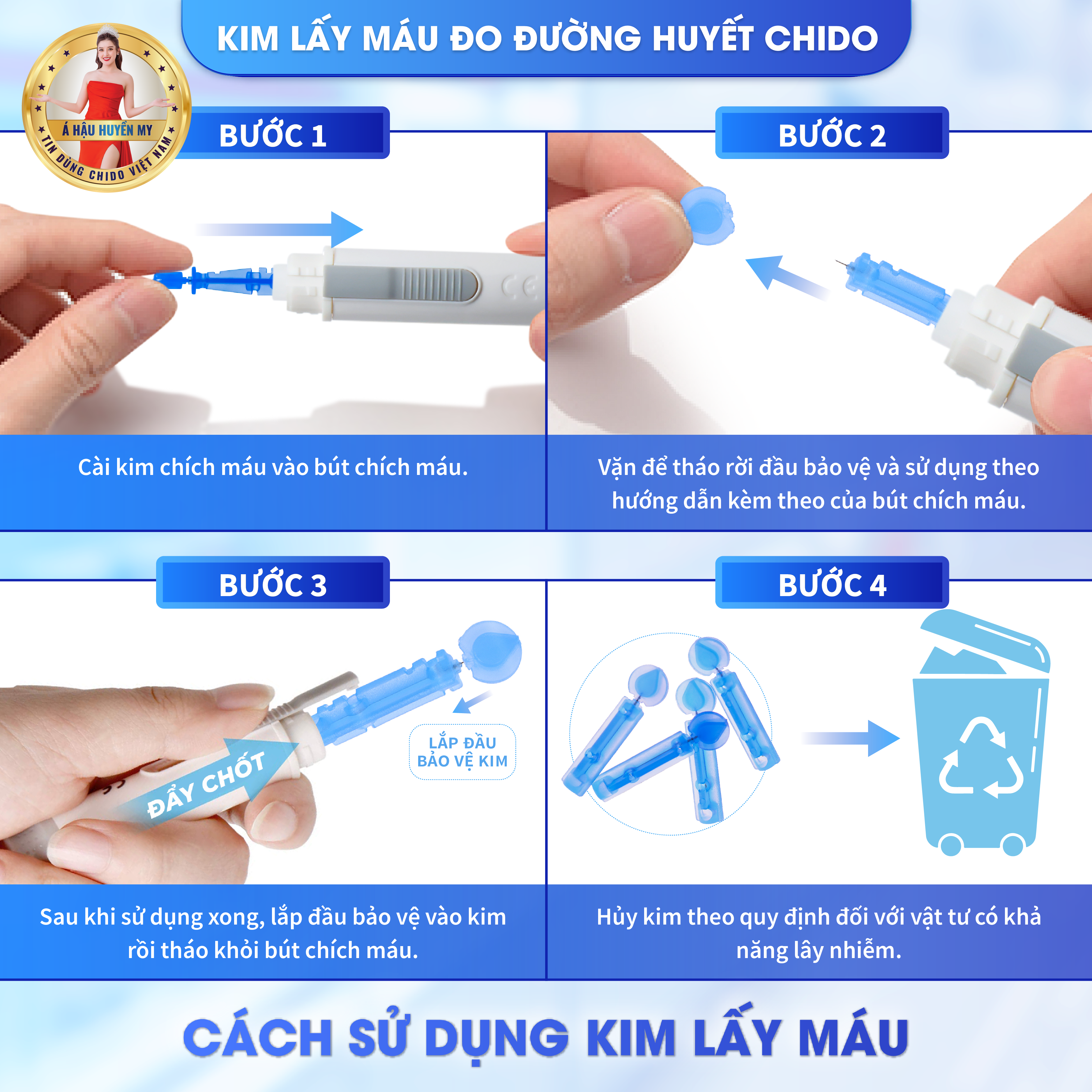 50 que thử và kim máy đo đường huyết tiểu đường chido 6