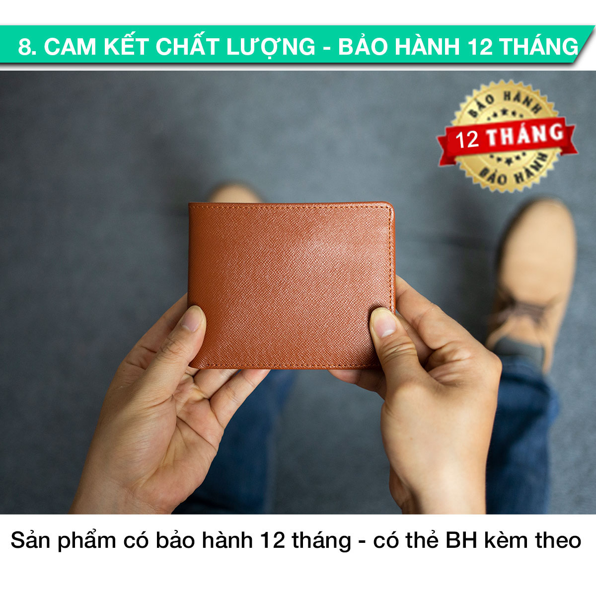 Ví nam, bóp nam da bò Saffiano Bụi Leather V140 - Bảo hành 12 tháng