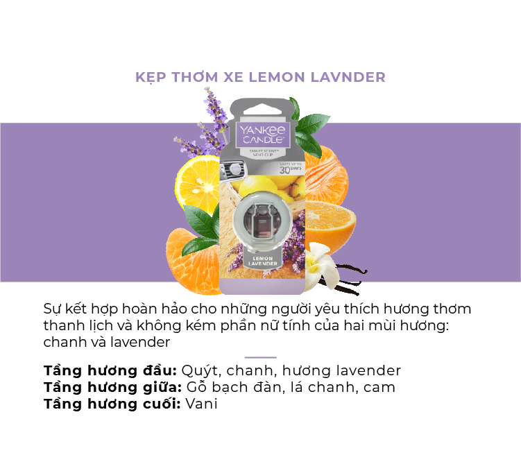 Kẹp thơm xe Yankee Candle - Lemon Lavender