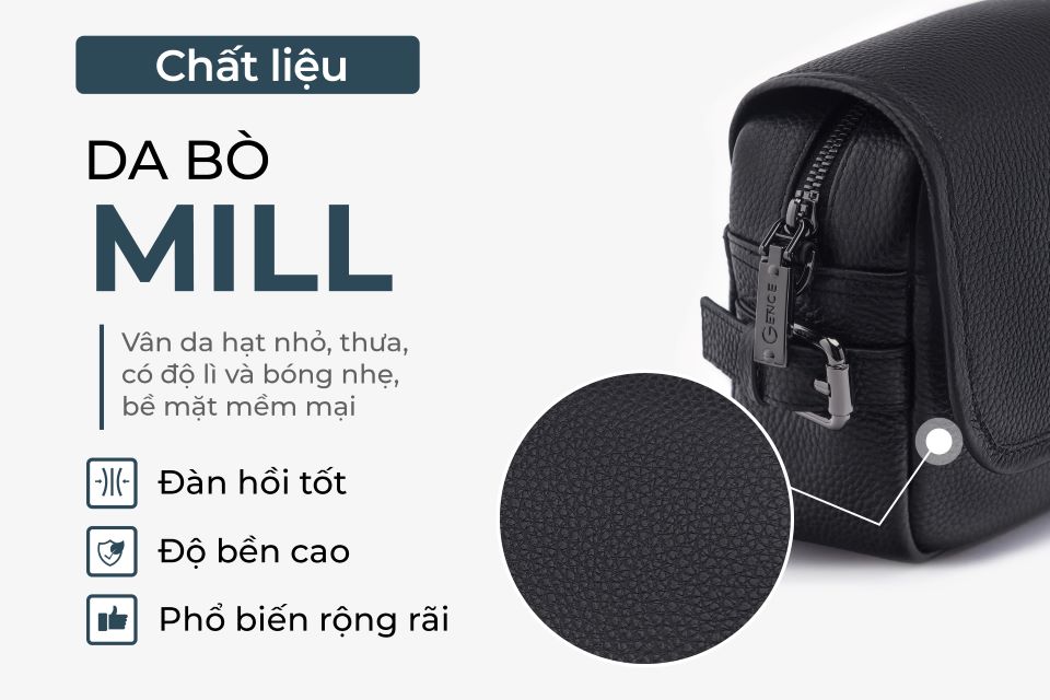 Túi Đeo Chéo Công Sở Túi Nam Hàng Hiệu GENCE TD07 Da Bò Cao Cấp Màu Đen Dáng Ngang
