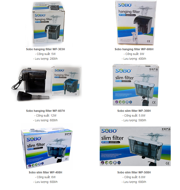 Máy lọc thác nước bể cá SOBO WP- 303H WP-606H WP-607H.