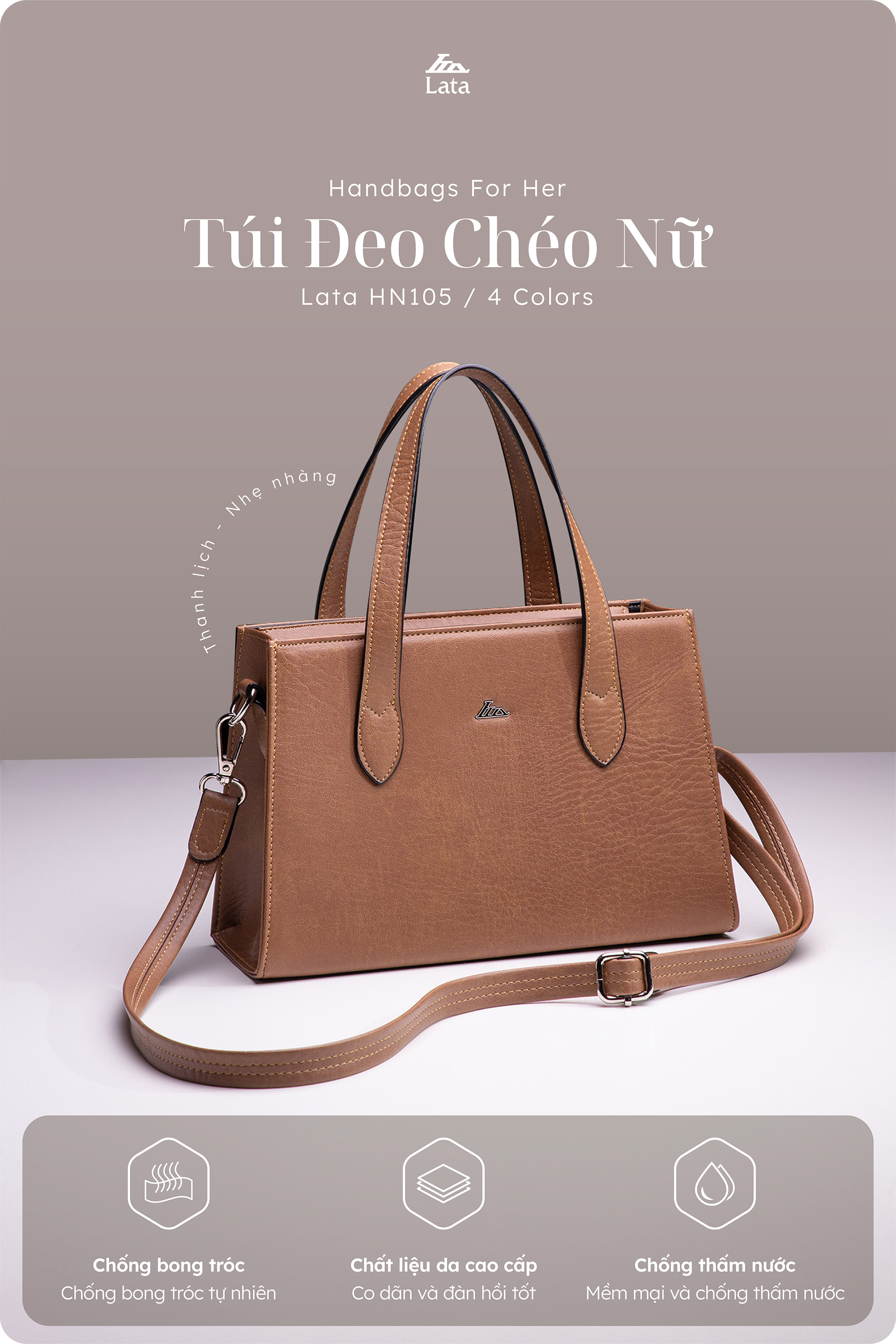 Túi Lata ( Thời trang nữ đơn giản - Túi đeo chéo da HN105 )