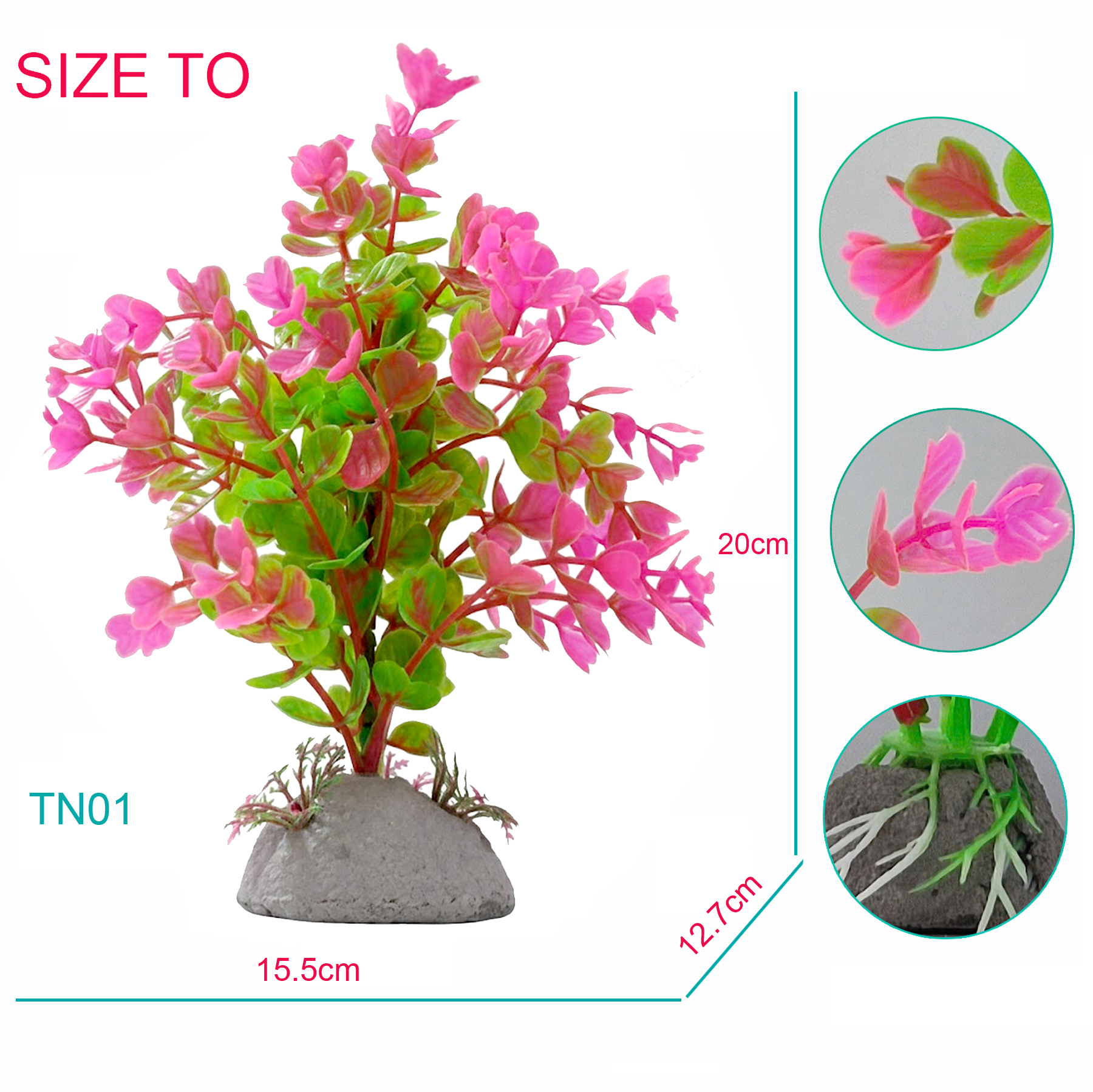 Cây Nhựa Trang Trí Bể Cá Thủy Sinh Lớn Tím Hồng Cao 20cm (Mã PK01)