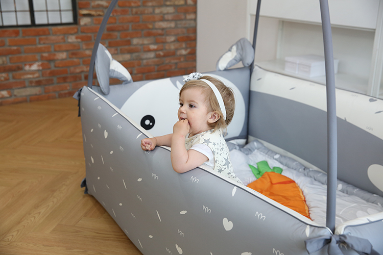 Giường Sợi Tre Bumper Rabbit Grey Cỡ Lớn (120 x 170 x 55 cm)