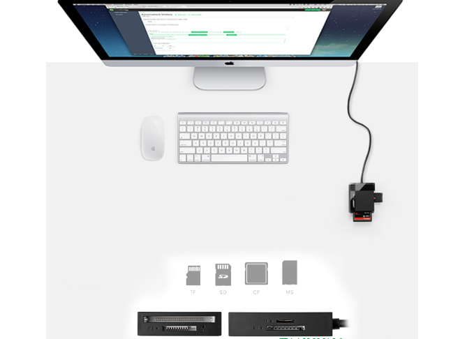 Đầu đọc thẻ USB 3.0 hỗ trợ thẻ TF/SD/CF/MS 0.5M Màu Xám Ugreen 30333 CR125 Hàng Chính Hãng