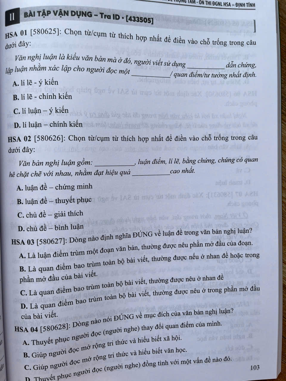 Sách - Chuyên đề trọng tâm ôn thi đánh giá năng lực HSA phần định tính