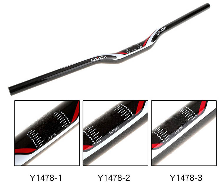 Lixada Full Carbon Fiber Cycling MTB Mountain Bike Riser Handlebar 31.8 * 660/680/700mm - 660 mm