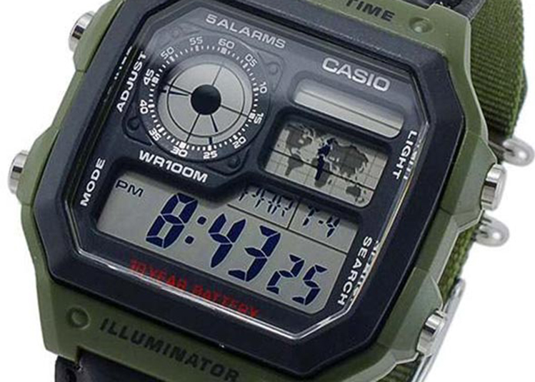 Đồng Hồ Casio Nam Dây Da Phối Vải AE-1200WHB-3BVDF