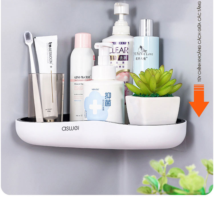 kệ để đồ nhà bếp, kệ góc nhà tắm aswei, kệ nhà tắm aswei, aswei bathroom corner shelf, aswei bathroom shelf