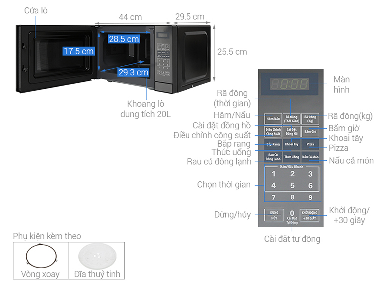 Lò Vi Sóng Điện Tử Bluestone MOB-7819 (20L) . - Hàng chính hãng Lò Vi Sóng Điện Tử Bluestone MOB-7819 (20L) . - Hàng chính hãng